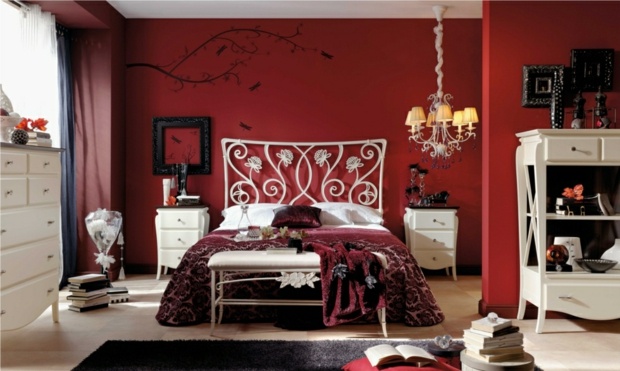 beautiful room rustic style red walls