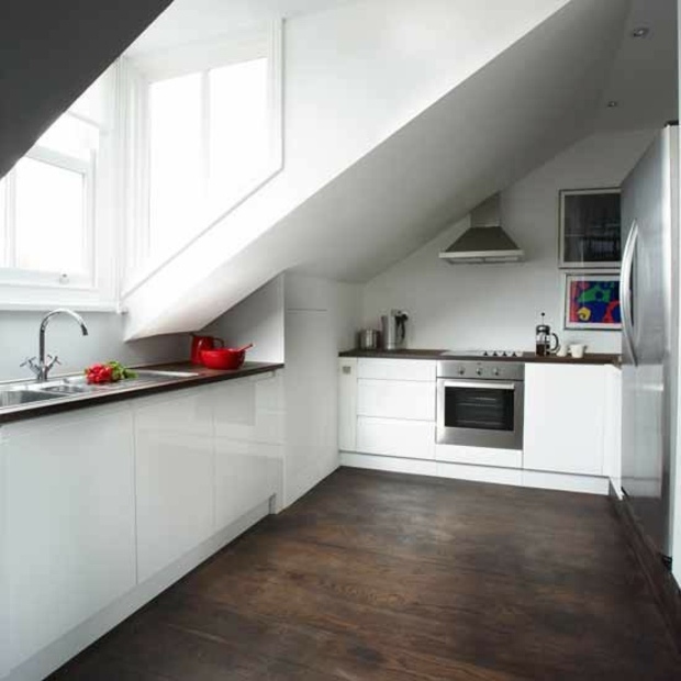 beautiful elegant kitchen with wood floor