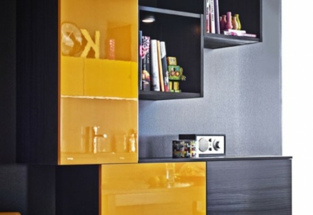 beautiful kitchen furniture yellow and black