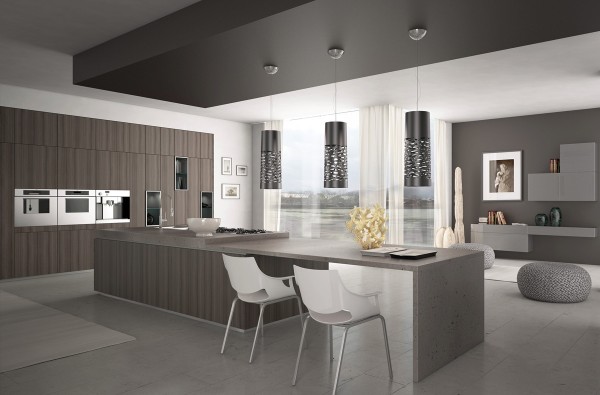 beautiful spacious and modern kitchen with ottoman