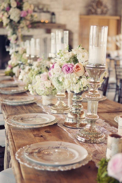 beautiful vintage decoration on rustic wood table