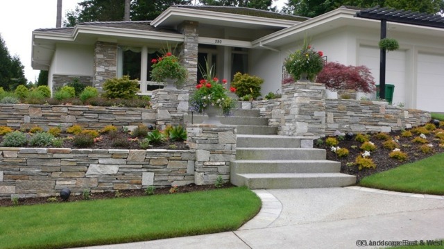 beautiful house natural stone wall