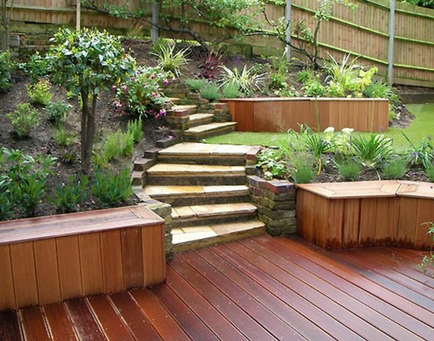 beautiful rustic terrace wood and greenery