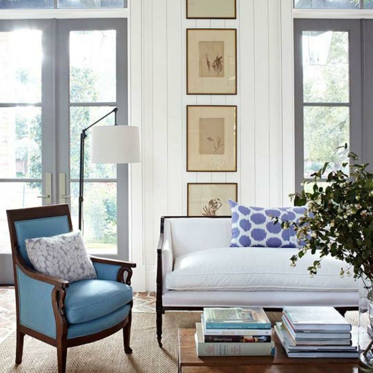 bergere armchair blue living room