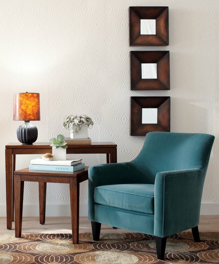 bergere blue plush armchair