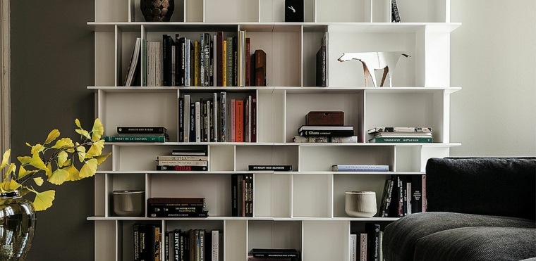 library design white shelves idea plant chair