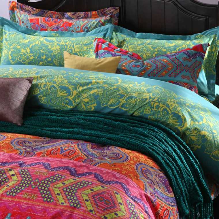 blue duck combined pink green bedroom bohemian style
