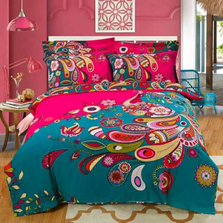 blue duck combined pink green bedroom