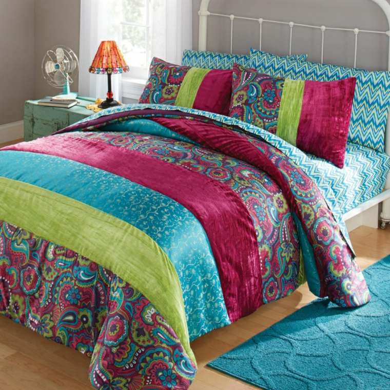 blue duck green red raspberry bedroom style boho chic