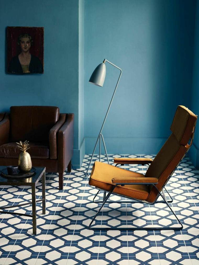 light blue living room armchair design floor tile light fixture