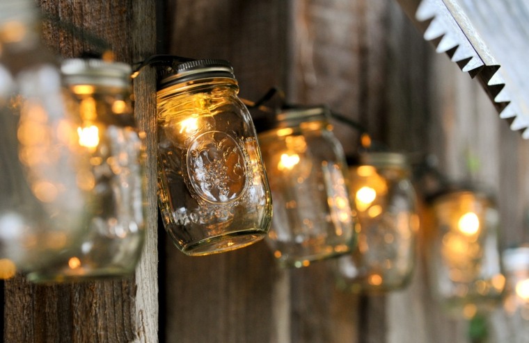 preserving jars with electric garland