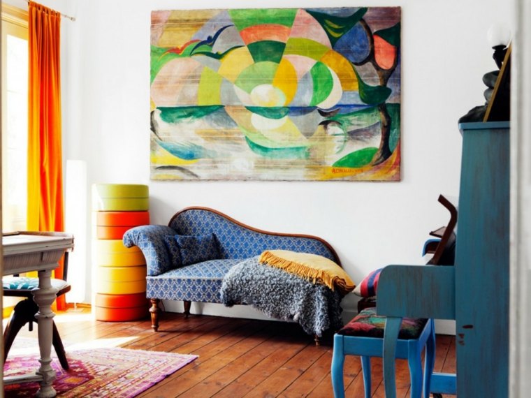 deco wall abstract painting idea sofa