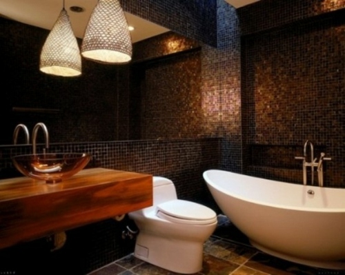 wood dark colors male bathroom