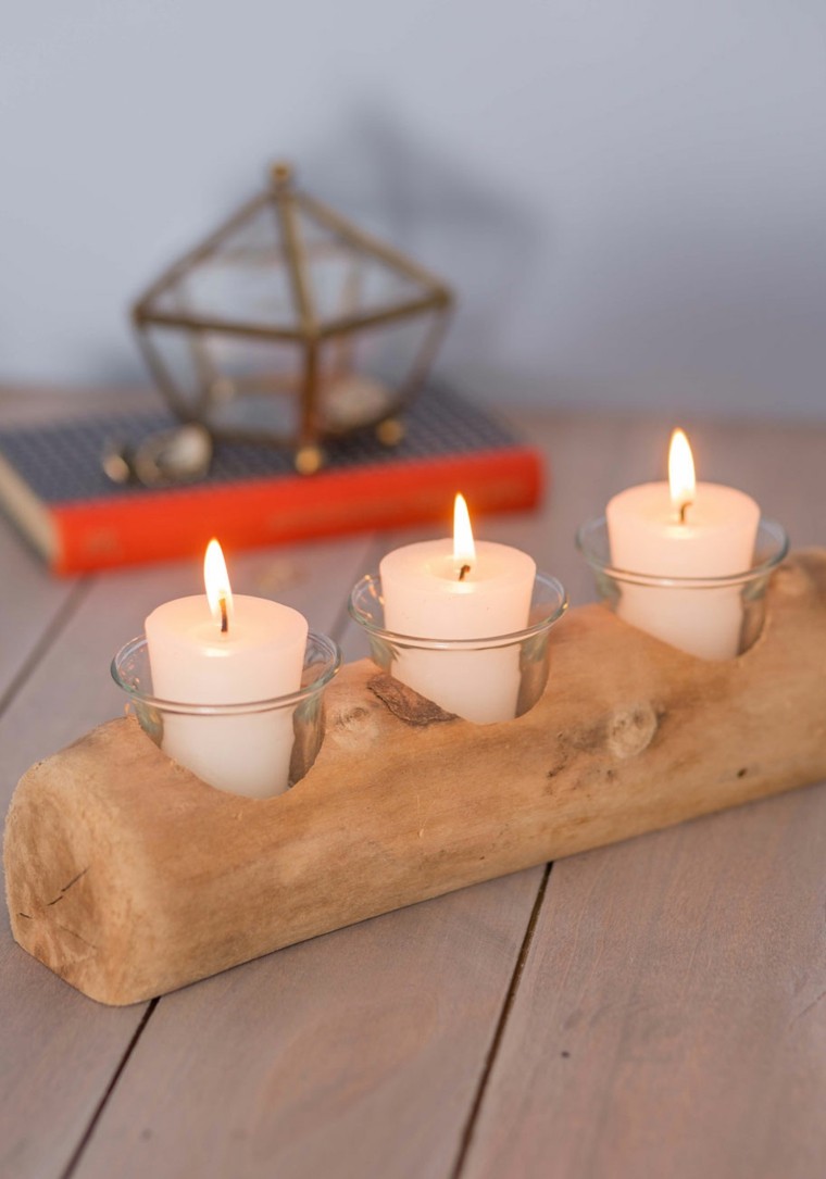 jadual driftwood pemegang lilin meja