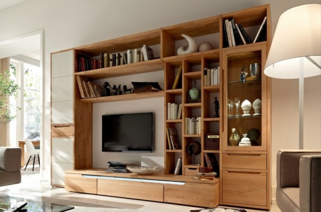 wood wall furniture TV set