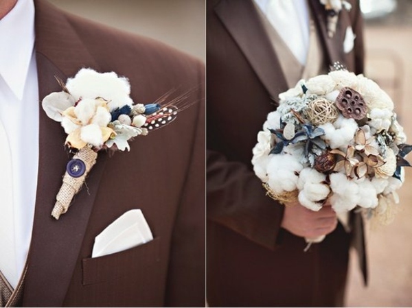 boquet bride white brown