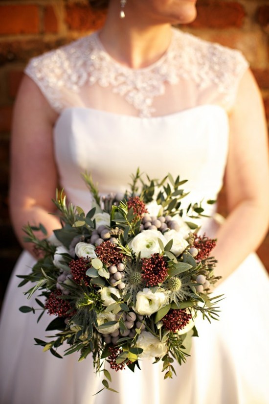 white brown wedding boquet