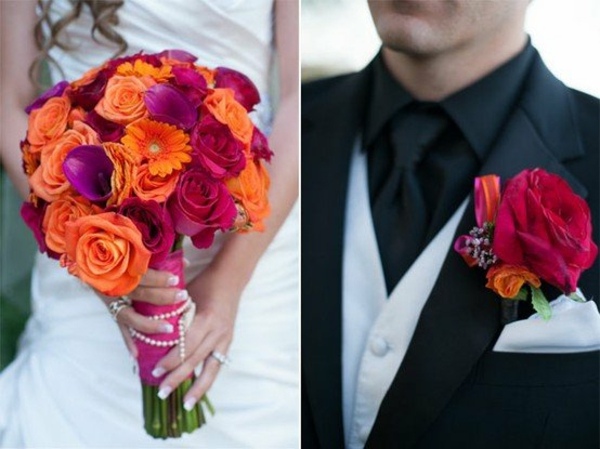 boquet mariee orange rosa