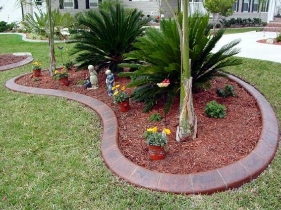 curved garden border concrete granite color