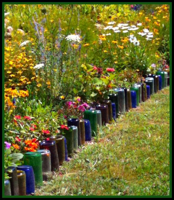 garden border bottles wine diy