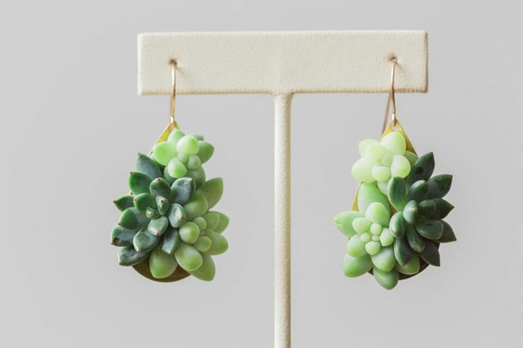 循环的'oreilles tendance plante grasse succulent bijou végétal