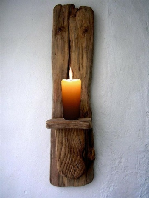 candle holder deco idea wood