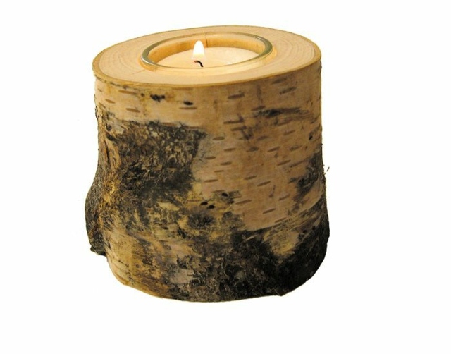 trunk tree furniture wooden candle holder deco original candle