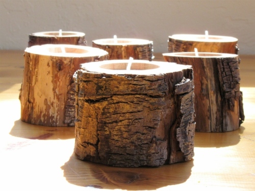 Rustic candlesticks wood floats