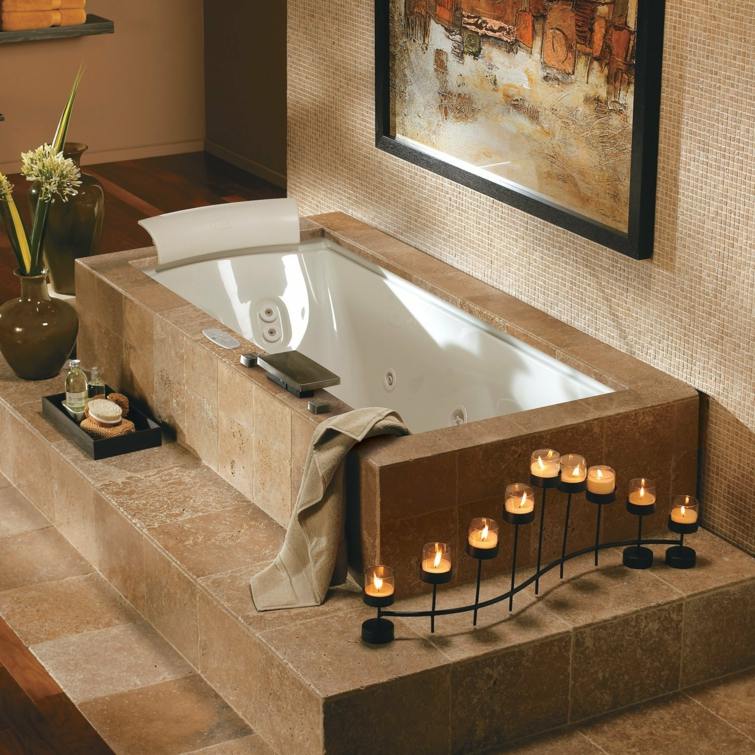 romantic candle bathtub bathroom