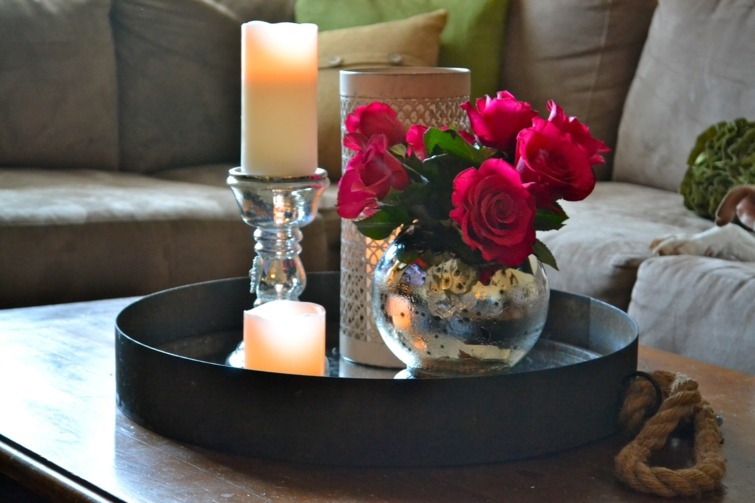 candle coffee table living room