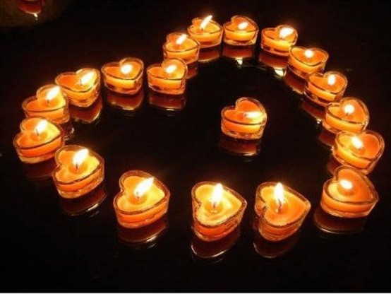 heart shaped Valentine's day candles