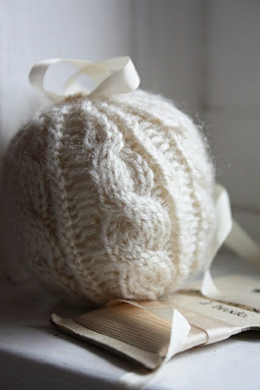 white knitted Christmas ball
