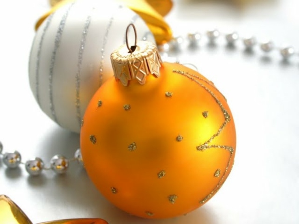 christmas balls golden yellow silver