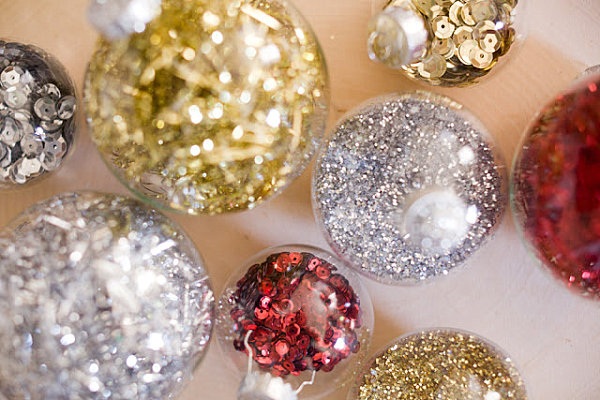 Julballer glitter dekorasjon DIY