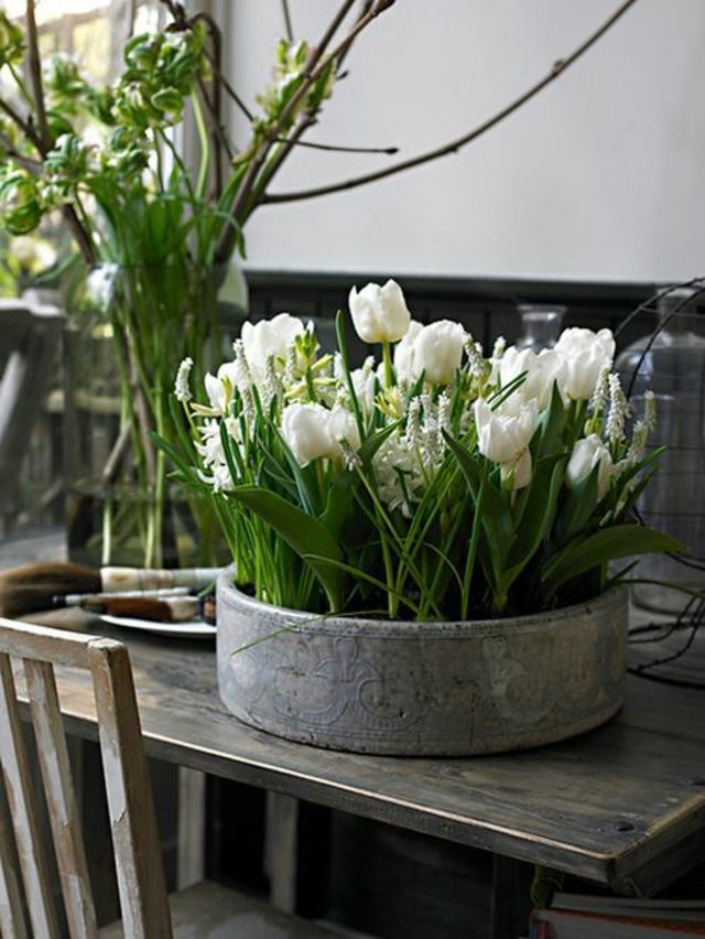 bouquet flowers bowl tulips