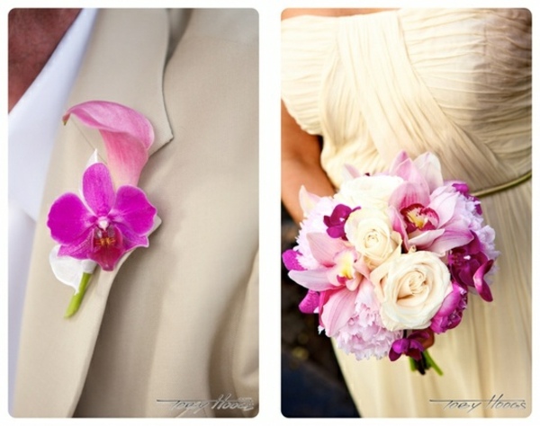 purple white boutonniere wedding bouquet