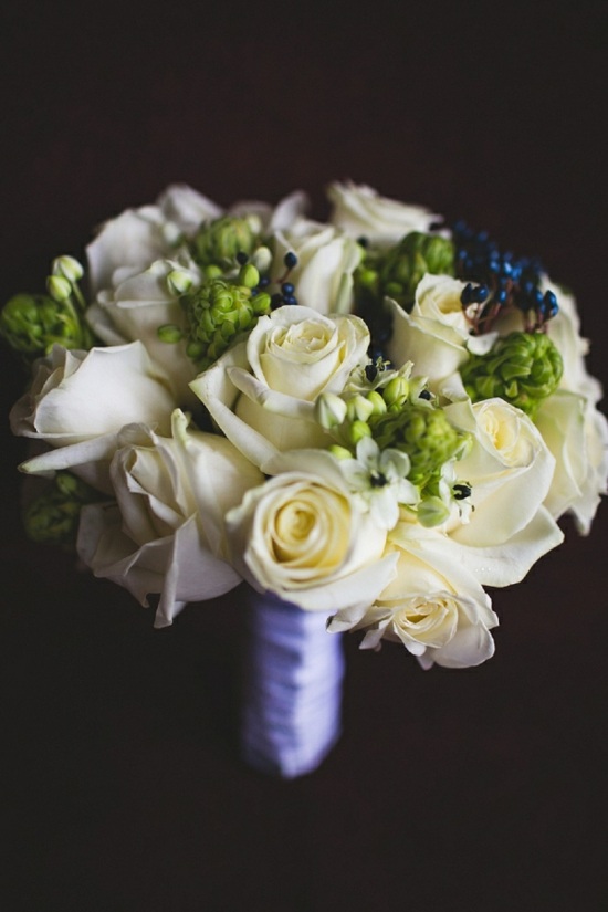 wedding bouquet in winter white roses