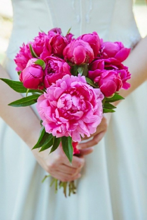 bridal bouquet of pink color fresh flowers