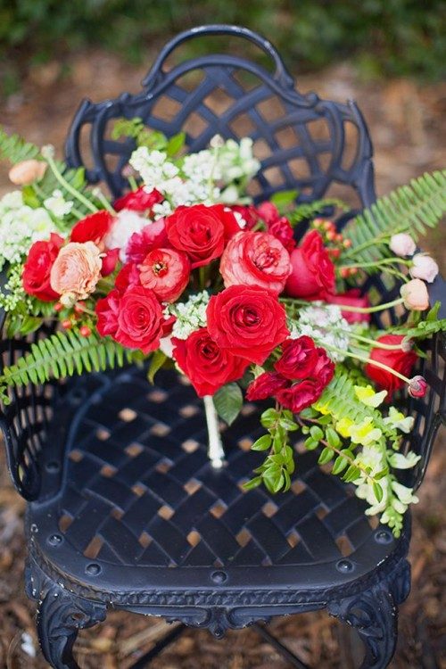 red roses wedding bouquet