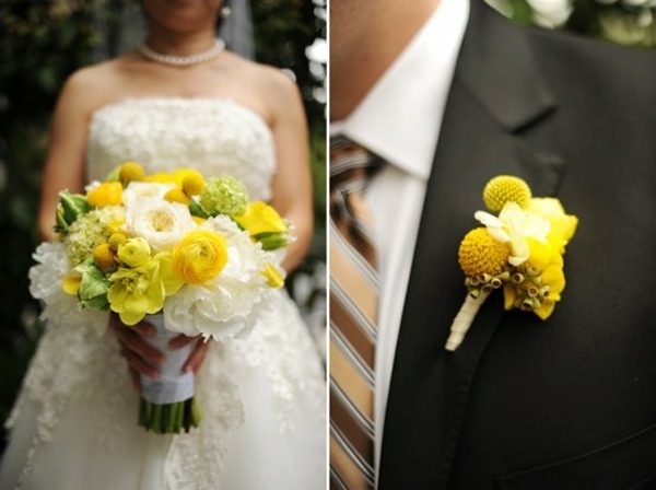 bouquet mariee yellow white