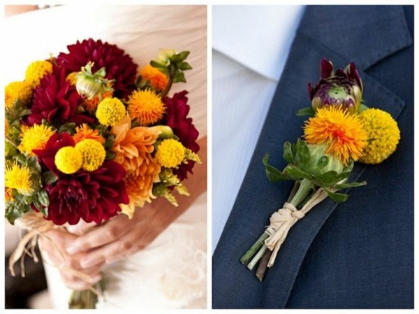 red yellow mariee bouquet