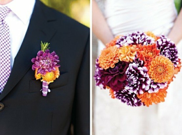 bouquet mariee purple orange