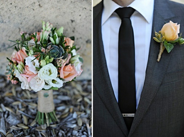 bouquet for succulent roses wedding