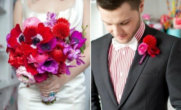 red purple wedding bouquet