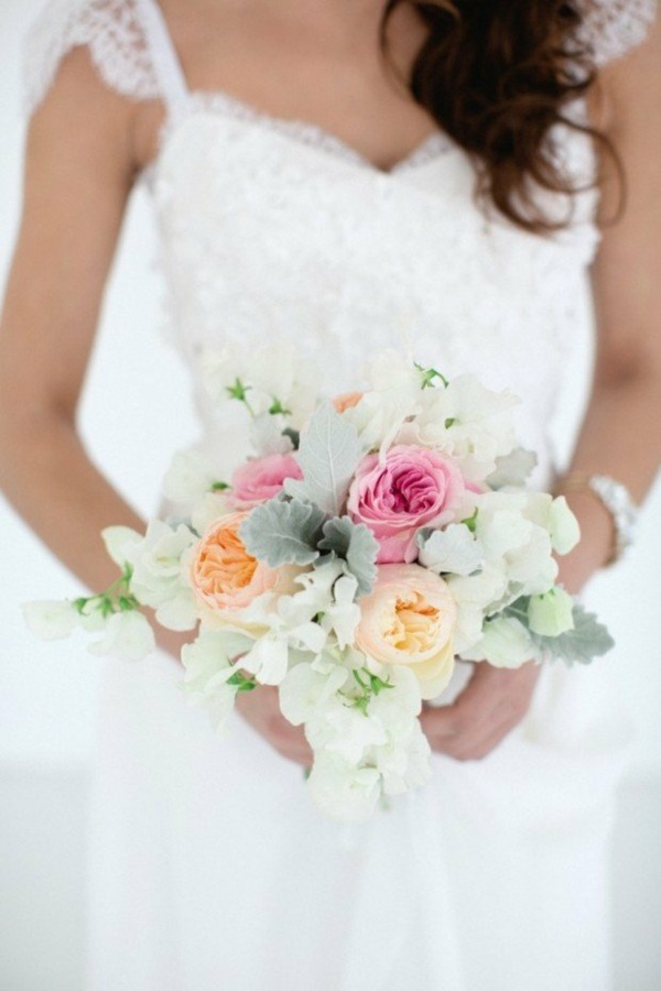 bouquet tender pink white wedding