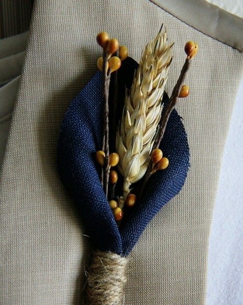 Buttonhole berkahwin biru deco