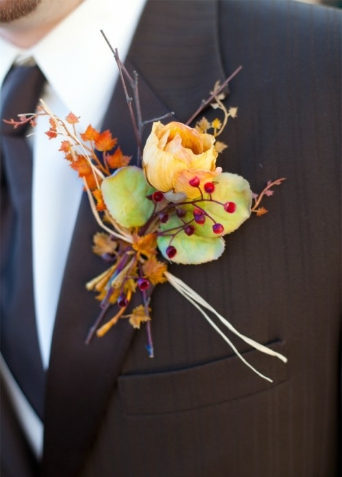 buttonhole pengantin warna musim luruh