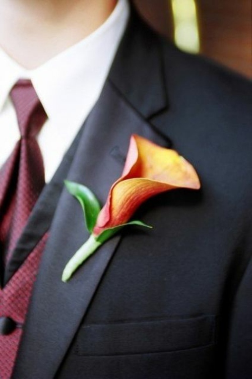 buttonhole groom orange flower