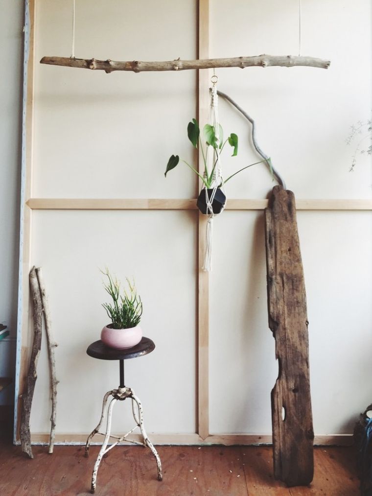 suspension gren af ​​naturligt træ diy deco tendens DIY idé