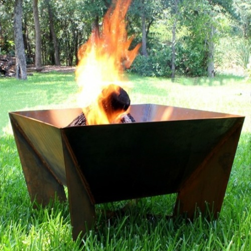 bra burner metal square fire grass turf